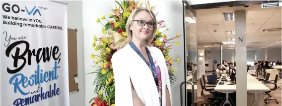  ?? SUN.STAR FOTO / AMPER CAMPAñA ?? BLESSING. Fiona Kesby, chief executive officer of Go-Virtual Assistants Inc., says the blessing of their new office on the ninth floor of i1 Building at the Cebu IT Park in Cebu City Friday, Aug.23, 2019, comes as the company’s clientele grows.