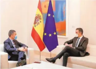  ?? ?? Pedro Sánchez, ayer, en La Moncloa con Luca Visentini