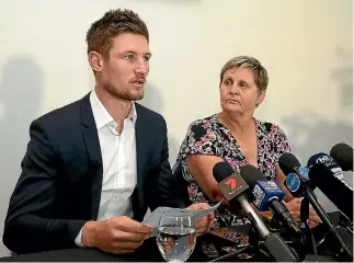  ?? PAUL KANE/GETTY IMAGES ?? Banned Australian cricketer Cameron Bancroft addresses the media with WACA CEO Christina Matthews at the WACA on Thursday evening.