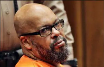  ?? DAVID MCNEW — POOL PHOTO VIA AP ?? Marion “Suge” Knight appears in court in Los Angeles, Thursday. A judge sentenced him to 28 years in prison for the 2015 death of a man he ran over outside a Compton burger stand.