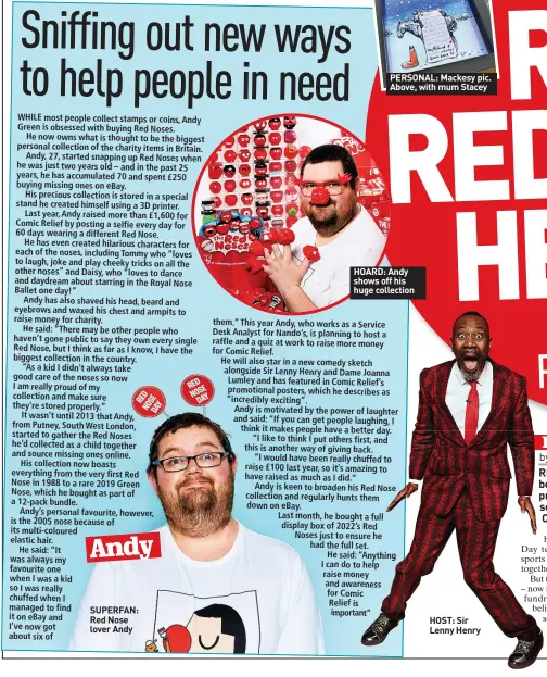  ?? ?? Andy
SUPERFAN: Red Nose lover Andy
HOARD: Andy shows off his huge collection