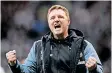  ?? ?? NEWCASTLE United manager Eddie Howe celebrates at the end of the match. | BackpagePi­x