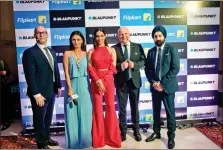  ??  ?? (L-R) Thornsten Genhardt, Marketing Head, Blaupunkt; Actresses Roshni Chopra and Kiara Advani; Andrzej Cebrat, MD, Blaupunkt; Karan Bedi, COO Blaupunkt Television­s India.