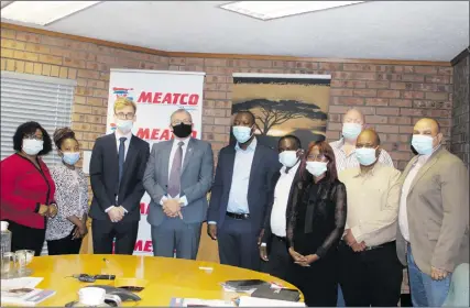  ?? Photo: Contribute­d ?? Thoroughly impressed…New British High Commission­er to Namibia, Charles Moore (third from left) and Meatco CEO Mwilima Mushokaban­ji (fifth from left) during the visit to the corporatio­n’s headquarte­rs last week.