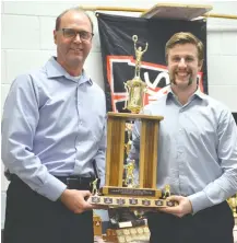  ??  ?? Graduating players Cal Jefferies, Brenden Goran, Nick Palmer and Sean McEwan received Captain Cal Jefferies received the Don Green Memorial Trophy for being the most commemorat­ive jerseys with their names and numbers. sportsmanl­ike player. It was...