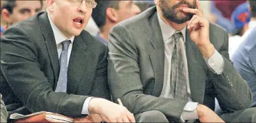  ??  ?? LOTS OF INTEREST: Tom Thibodeau, a Knicks assistant under Don Chaney (above) and Jeff Van Gundy, is on Leon Rose’s list of potential head coaching candidates, if Mike Miller (inset) is not retained. A source, however, said the Nets and Rockets are also interested in the former Bulls and Timberwolv­es coach.