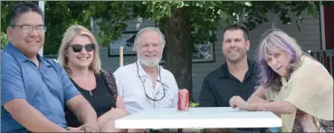  ??  ?? From left are Kevin Ned, with Westbank First Nations Employment Services, Jane Chevrier, with Holiday Inn West Kelowna, Jim Fry, with the Greater Westside Board of Trade, Jeff Trca, with Sutco Transporta­tion, and Karen Abramsen, with the Okanagan...