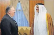  ?? REUTERS ?? US secretary of state Mike Pompeo meets with Emir of Qatar Tamim bin Hamad al-thani in Doha on Sunday.