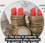  ??  ?? The drop in property transactio­ns also equates to nearly £1bn in sales commission for estate agents