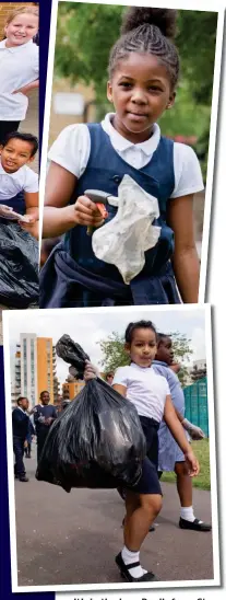  ?? ?? It’s It’ in i the th bag: b Pupils P il f from St Luke’s with the haul of litter they collected yesterday