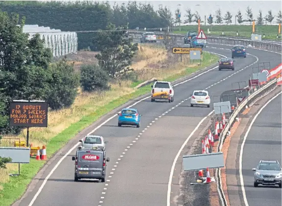  ?? Picture: Steve MacDougall. ?? During the works to repair the flyover at Glencarse, the northbound carriagewa­y of the A90 will be closed and a contraflow system will be in operation, with traffic running in one lane in each direction on the southbound carriagewa­y.