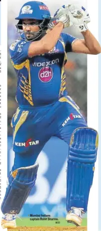  ??  ?? Mumbai Indians captain Rohit Sharma. BCCI