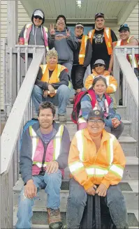  ?? SUBMITTED PHOTO/ADAM GOULD ?? The hardworkin­g members of Membertou’s Landscaper­s crew, left to right are, Amanda Christmas, cheerleade­r Emily Paul, Malori Paul, Kale Gould, Jay Sannipas, (next row) Paula Isaac and Charlene Christmas, Anna Joy Paul, Clifford Copage and Annie Doucette.