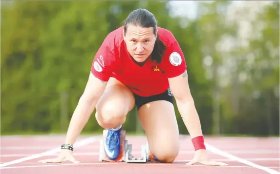  ?? JULIE OLIVER ?? Natacha Dupuis is a former Canadian soldier and Afghan veteran who suffered debilitati­ng PTSD after her war service, even though she says she was given good training and was “absolutely ready to face going to Afghanista­n.” She has represente­d Canada at the Invictus Games track competitio­n and says sports helped her through her battle with PTSD.