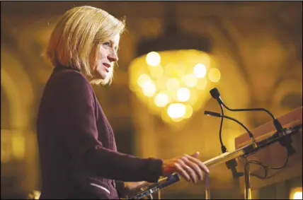  ?? Cp photo ?? Alberta Premier Rachel Notley issued warnings to all political parties to take off their partisan blinders or both the environmen­t and Canada’s energy industry will fail.