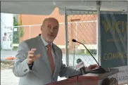  ?? NICHOLAS BUONANNO — MEDIANEWS GROUP FILE ?? Troy Mayor Patrick Madden speaks at an event earlier this year.