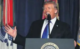  ??  ?? NY STRATEGI: President Donald Trump la fram sin nye Afghanista­nstrategi mandag.