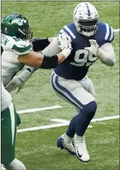  ?? MICHAEL ZITO – AP IMAGES FOR PANINI ?? Defensive tackle DeForest Buckner, right, was traded to the Colts in March after four seasons with the 49ers.