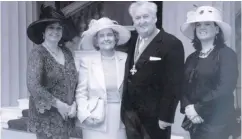  ??  ?? William Hastings receives a CBE for his services to the economy and the hotel sector, with (from left) his eldest daughter Julie Maguire, wife Joy and youngest daughter Aileen Martin. Right: Relaxing on the golf course