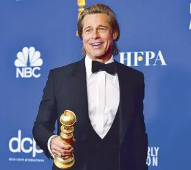  ?? AFP ?? Brad Pitt wins Best Supporting Actor in a Motion Picture at the 77th Golden Globes for the movie Once Upon a Time in Hollywood. Can 56 look better than this?