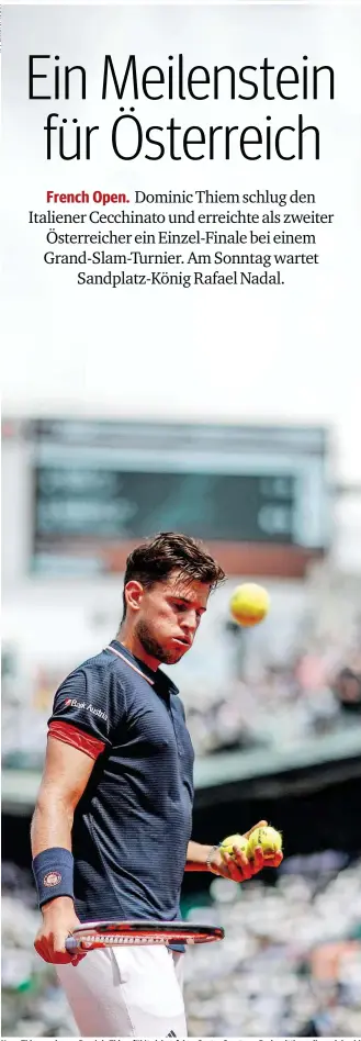  ??  ?? Neue Thiemensio­nen: Dominic Thiem fühlt sich auf dem Centre Court von Paris mittlerwei­le pudelwohl