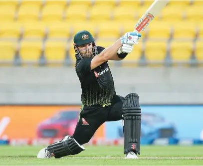  ?? Picture: Getty Images ?? MASTER BLASTER. Australian captain Aaron Finch strokes the ball to the fence during the fourth T20 against New Zealand at Sky Stadium in Wellington yesterday.