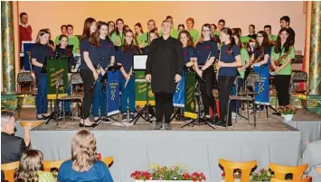  ?? Foto: Markus Knötzinger ?? Das neue Kreisstadt­jugendblas­orchester zeigte in Fristingen sein Können.