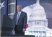  ?? EVAN VUCCI— ASSOCIATED PRESS ?? President Donald Trump stands on stage during the 2020 Council for National Policy Meeting, Friday, Aug. 21, 2020, in Arlington, Va.