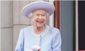  ?? Photograph: Jonathan Brady/AFP/Getty ?? Queen Elizabeth II stands on the balcony of Buckingham Palace as part of her platinum jubilee celebratio­ns.