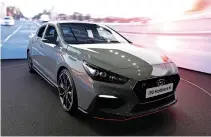  ?? REUTERS ?? THE HYUNDAI I30 FASTBACK N is seen during the first press day of the Paris auto show in Paris, France, Oct. 2.