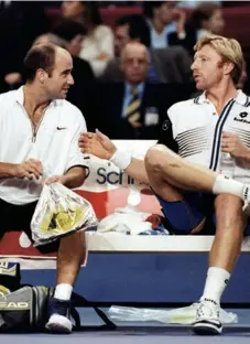  ?? GETTY IMAGES ?? Secret to success: Andre Agassi revealed that he knew exactly where Boris Becker would serve by watching his tongue. “The hardest part wasn’t returning his serve; it was not letting him know that I knew this.”