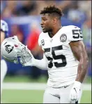  ?? SAM RICHE/TRIBUNE NEWS SERVICE ?? Raiders linebacker Vontaze Burfict is ejected from the game against the Colts in Indianapol­is on Sept. 29.