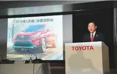  ?? AFP ?? Toyota president Akio Toyoda during press conference to announce the company’s 2018 financial results in Tokyo yesterday.