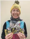  ?? ?? Helen Graham of Mid Sussex TC did three marathons in January