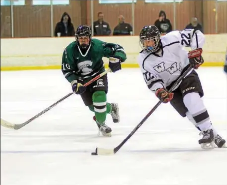  ?? GREGG SLABODA — TRENTONIAN FILE PHOTO ?? West Windsor-Plainsboro’s David Corell, right, had a goal in the 3-1 win over Lawrence on Monday.