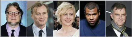  ?? THE ASSOCIATED PRESS ?? This combinatio­n photo shows nominated directors, from left, Guillermo del Toro for “The Shape of Water,” Christophe­r Nolan for “Dunkirk,” Greta Gerwig for “Lady Bird,” Jordan Peele for “Get Out,” and Paul Thomas Anderson for “Phantom Thread.” The 90th...