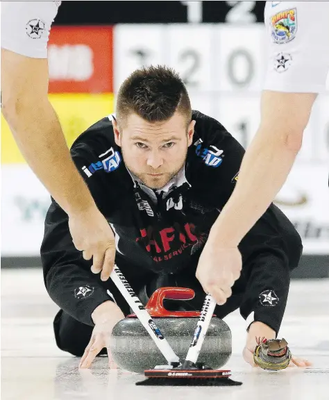  ?? STAN BEHAL ?? Mike McEwen was a tower of strength at the Olympic men’s curling trials, advancing to the final before losing 7-6 to Kevin Koe.