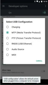  ??  ?? ‘USB configurat­ion’ allows the default action when plugged into a computer to be changed.