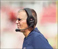  ?? Darron Cummings / Associated Press ?? UConn coach Randy Edsall watches during the first half of an NCAA football game against Indiana on Sept. 21, 2019, in Bloomingto­n, Ind.