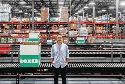 ??  ?? Chieh Huang, chief executive of Boxed, said most of the big grocers “have wanted to kill us, partner with us, invest in us or buy us — all probably in the course of the same conversati­on.”