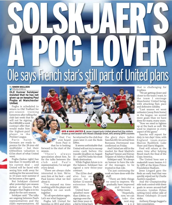  ?? ?? qPR 4 maN UNiTeD 2 Jesse Lingard puts United ahead but the visitors ended up well beaten with Moses Odubajo (inset, left) among QPR’s scorers