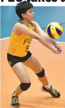  ?? ALVIN S. GO ?? THE FEU LADY TAMARAWS survived the Adamson Lady Falcons in five sets on Sunday to improve to 4-2 in UAAP Season 81.