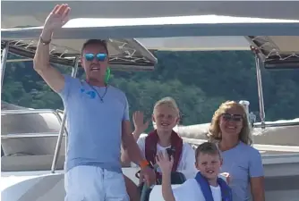  ??  ?? The Swiss family Schlaepfer aboard their Fountaine-pajot Saba 50 catamaran RAID