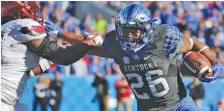  ?? UNIVERSITY OF KENTUCKY PHOTO ?? Kentucky running back Benny Snell racked up 1,333 rushing yards last season as a sophomore, including this 211-yard performanc­e against in-state rival Louisville.