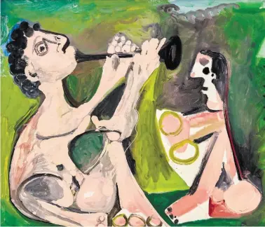  ?? BILD: SN/ART SALZBURG ?? Pablo Picassos Ölgemälde „Deux musiciens“ist mit einem Kaufpreis von neun Millionen Euro veranschla­gt.