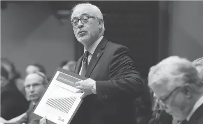  ?? JACQUES BOISSINOT / THE CANADIAN PRESS ?? Quebec Finance Minister Carlos Leitao tabled a “good news” budget last week. Three years into its mandate, writes Kelly McParland, the government can rightfully claim to have bettered Quebec’s prospects.