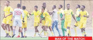  ?? (Pic: Sanele Jele) Njabulo Maziya (Madlenya) ?? Madlenya FC players celebratin­g their third goal against Royal Leopard.