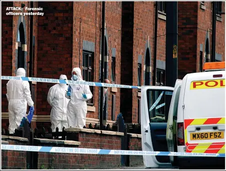  ?? Picture: PHIL TAYLOR/SWNS ?? ATTACK: Forensic officers yesterday