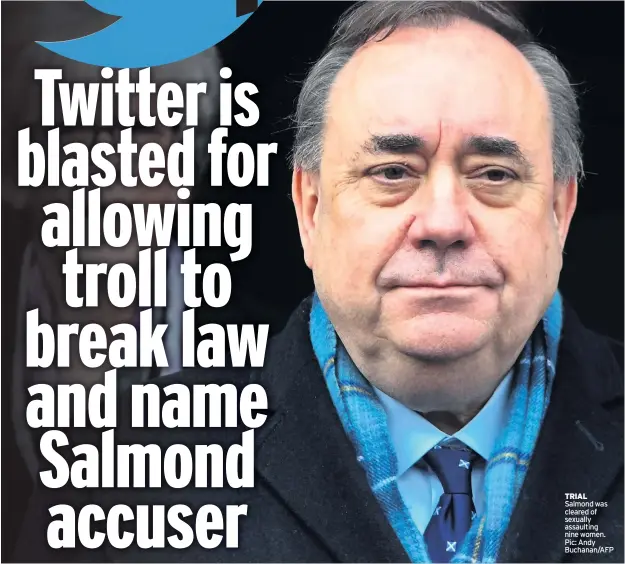  ??  ?? TRIAL Salmond was cleared of sexually assaulting nine women. Pic: Andy Buchanan/AFP