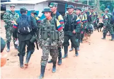  ??  ?? GUERRILLER­OS. Miembros de las Fuerzas Armadas Revolucion­arias de Colombia (Farc) en Las Carmelitas. Foto: Archivo.